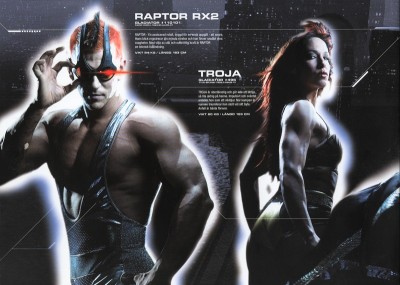 The Gladiators 'Raptor' and 'Troja' from Gladiatorerna, the Swedish version of the game-show American Gladiators.