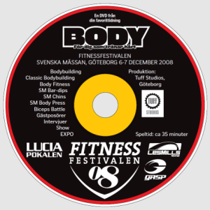 Framsidan på DVDn från Fitnessfestivalen 2008